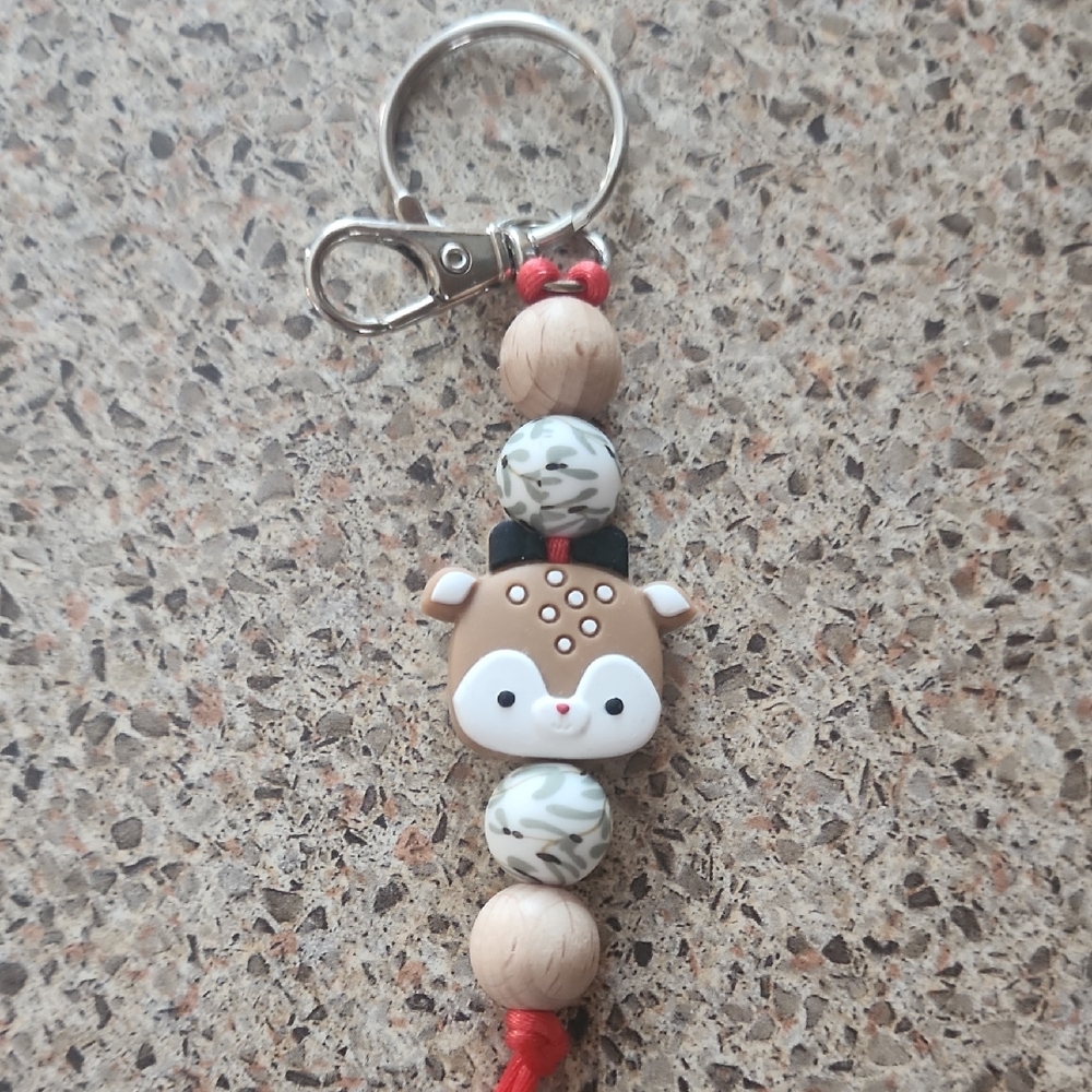 Charming Deer Keychain with Beads